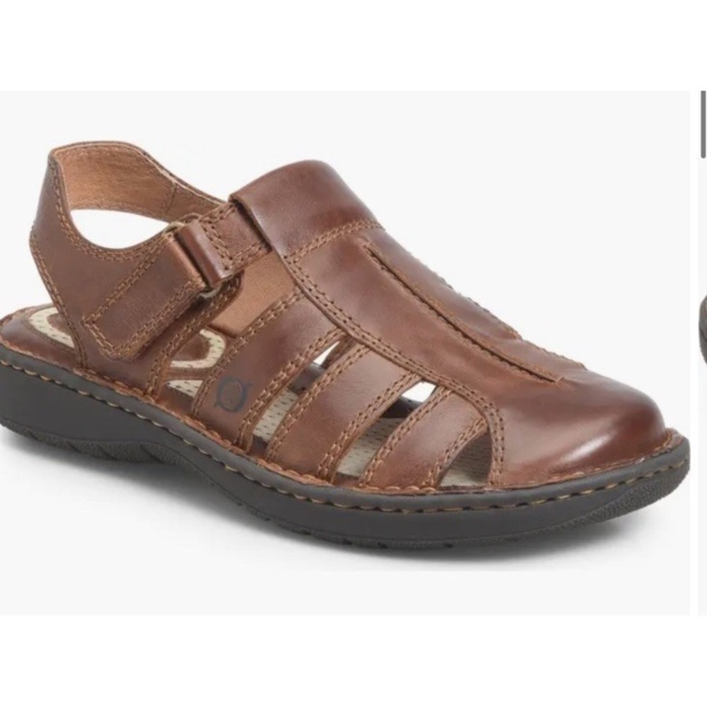 Born Mens Justice Leather Fisherman Comfort Sandals Ortholite Brown Sz 13